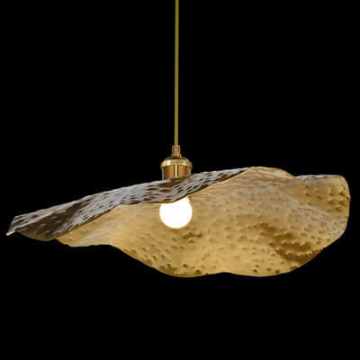 Lampada a Sospensione Moderna in Bronzo Dorato Colore Foglia di Loto 1 Luce