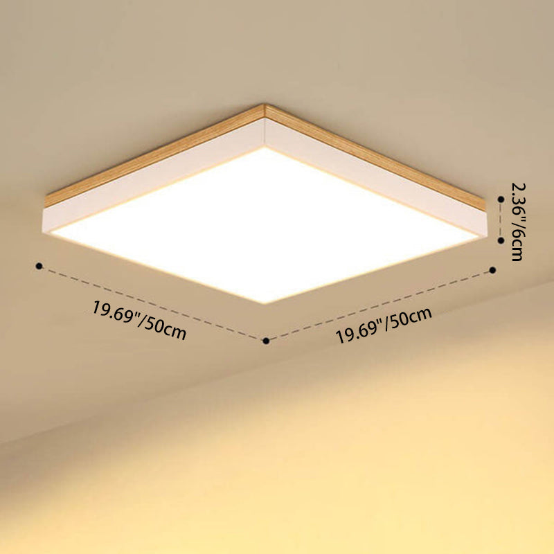 Lampada da soffitto LED quadrata rettangolare in legno massello acrilico minimalista moderna per soggiorno