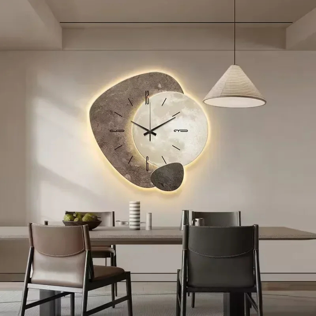 Orologio da Parete Moderno in Legno con Illuminazione LED Soffusa