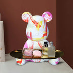 BearCraft - Figura di orso graffiti con vassoio per esposizione decorativa