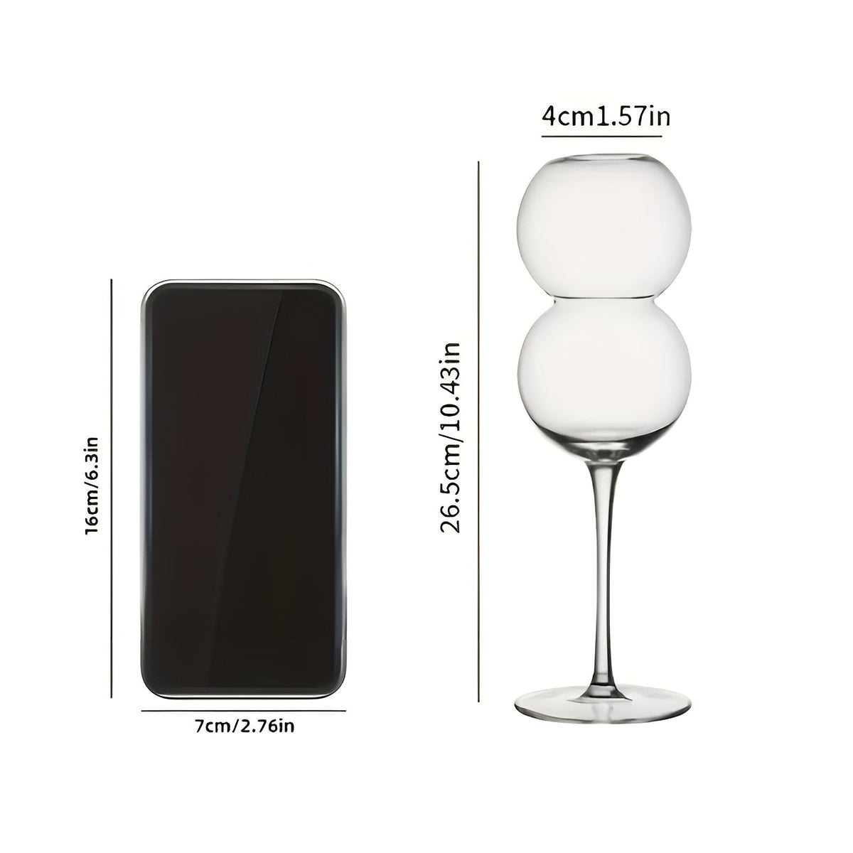 Set di 2 Bicchieri in Vetro a Forma di Sfera – Eleganti e Decorativi | Perfetti per la Casa e Occasioni Speciali