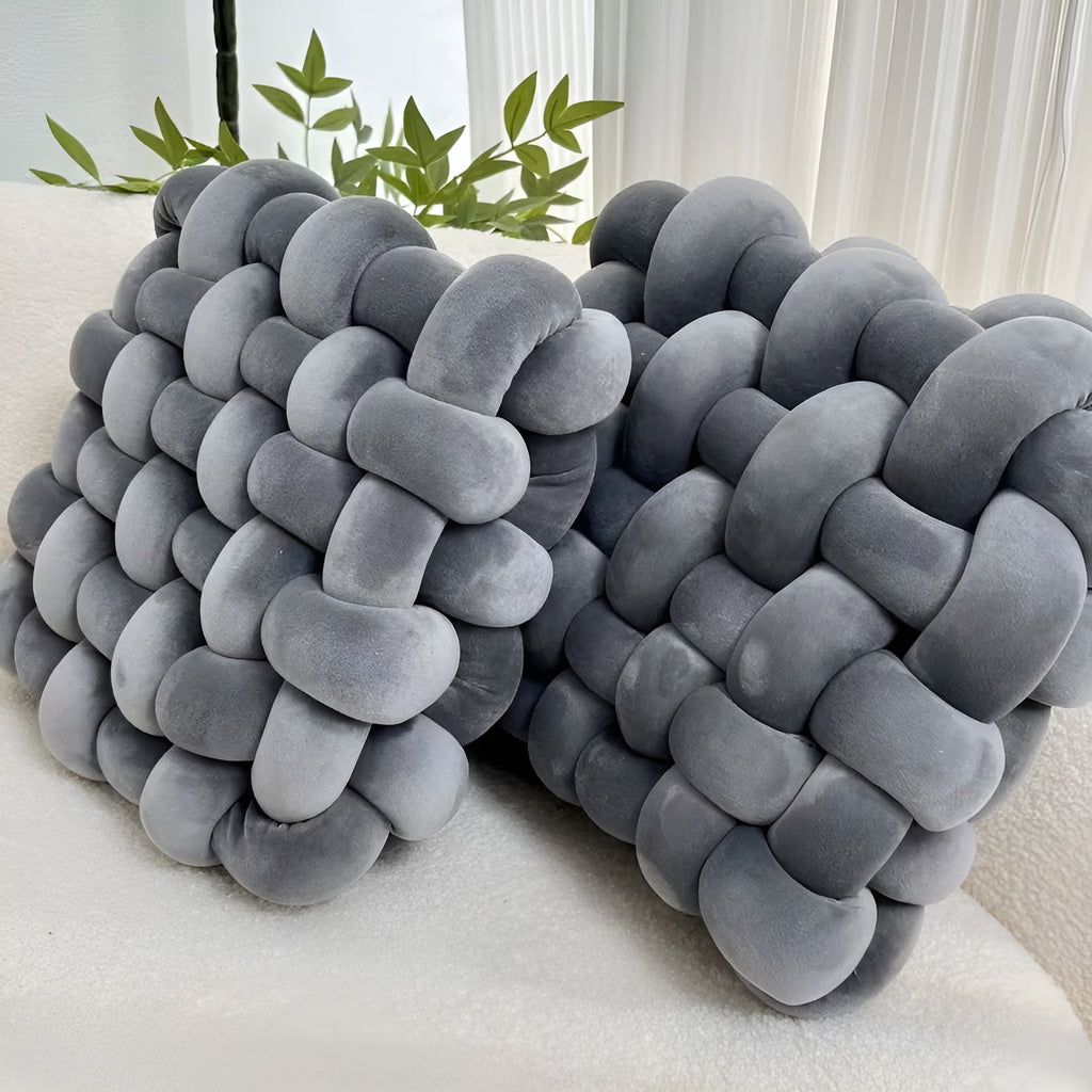 Cuscini decorativi a nodo in set da 2 – Morbidi e Decorativi | Perfetti per divano, letto e soggiorno