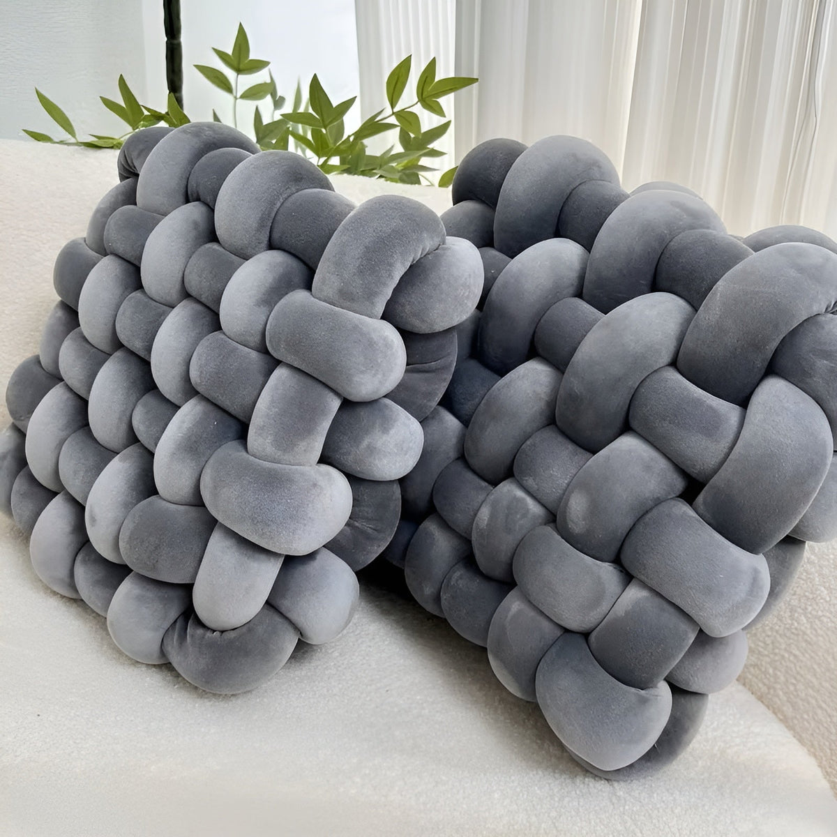 Cuscini decorativi a nodo in set da 2 – Morbidi e Decorativi | Perfetti per divano, letto e soggiorno