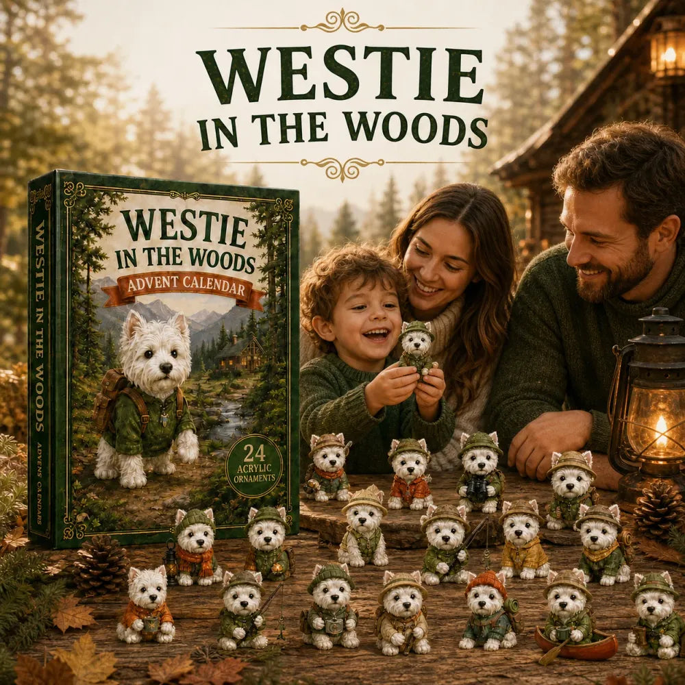 🐶Calendario Avvento 2D Westie nel Bosco 2026 - Countdown Festivo di 24 Giorni - Regalo per Amanti dei Cani