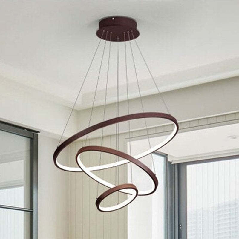 Lampada a Sospensione LED Illuminato Arisha Design Bianco/Nero/Oro Anello Interno Soggiorno/Camera da Letto