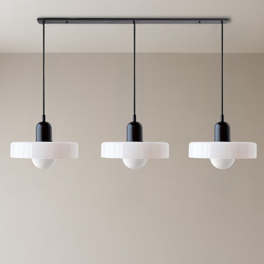 Lampada a sospensione Bauhaus a tre vetri