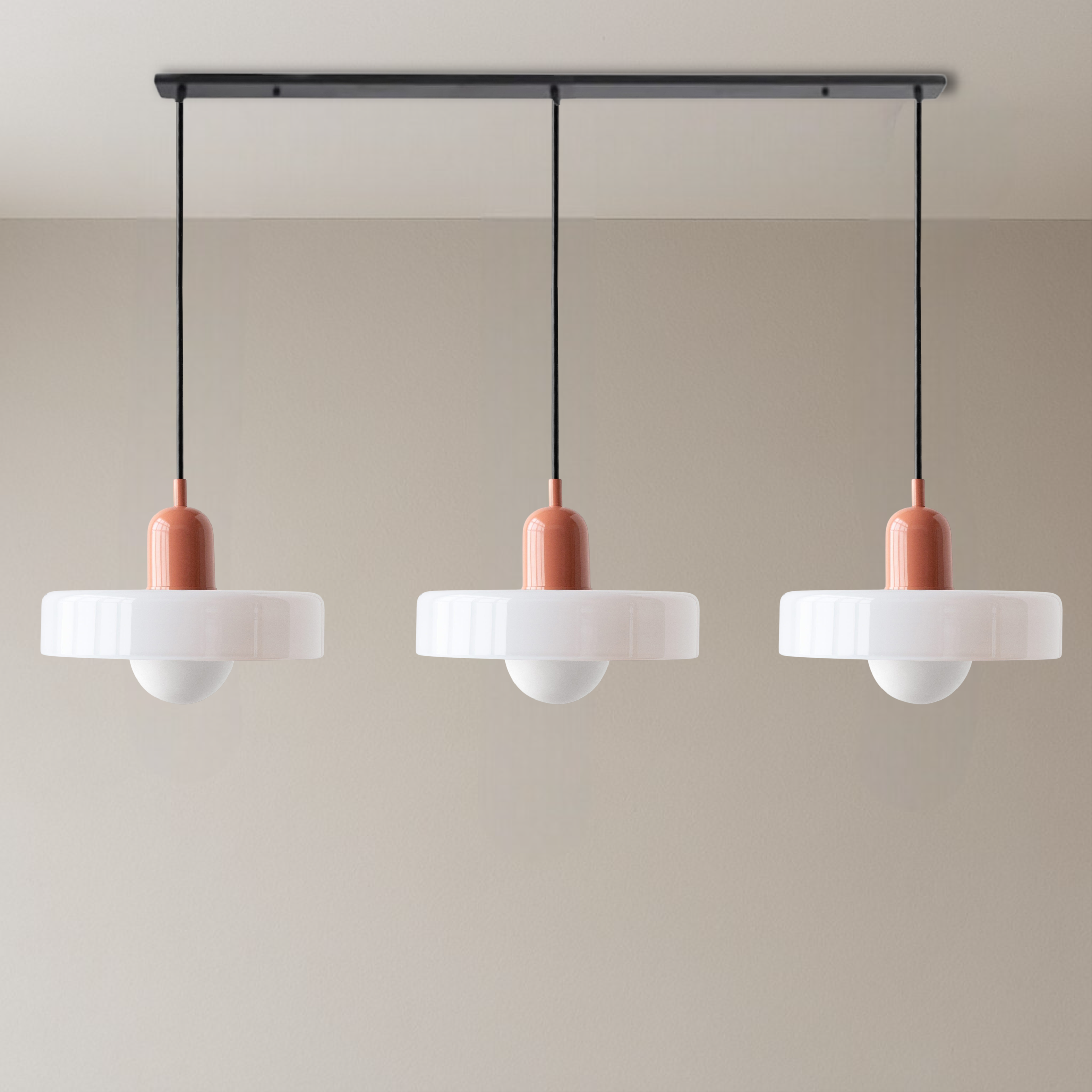 Lampada a sospensione Bauhaus a tre vetri