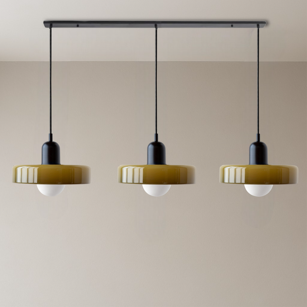 Lampada a sospensione Bauhaus a tre vetri