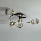Valentina Lampada da Soffitto Flush Mount, Vetro, Nero/Oro, Sala da Pranzo