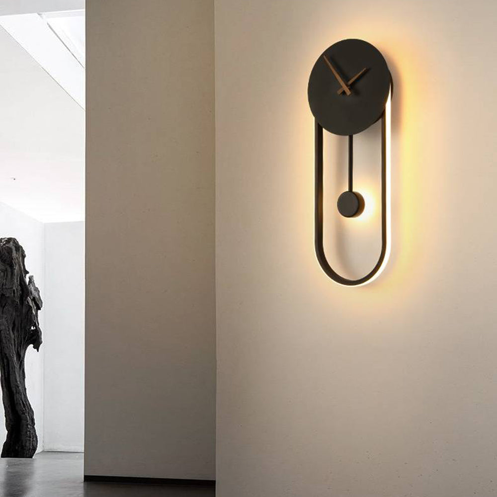 Lampada da Parete Orologio Nordic Arisha, Oro e Nero