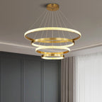 Lampadario a sospensione in metallo/acrilico LED Kristy Modern Ring, Nero/Oro