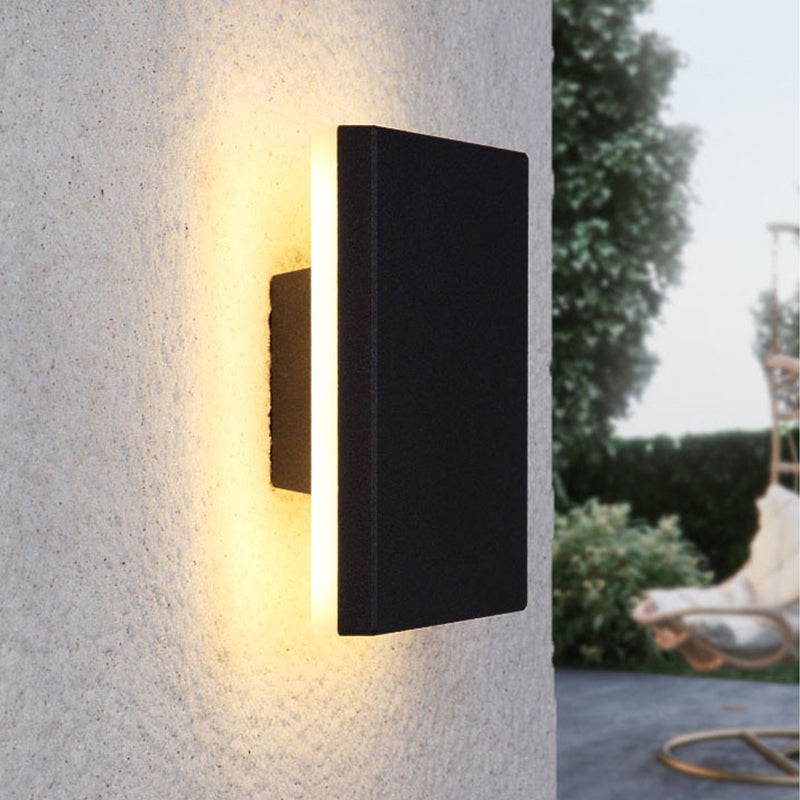 Klyne Minimalist Lampada da Parete Esterno Rotonda/Quadrata LED, Nera/Bianca