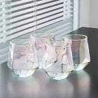 Set di bicchieri da whisky geometrici a 4 pezzi, Colorato – 300 ML Bicchieri per Whisky, Cocktail & Distillati | Eleganti bicchieri Tumbler per Bar, Feste & Idee regalo