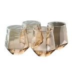 Set di bicchieri da whisky geometrici a 4 pezzi, Colorato – 300 ML Bicchieri per Whisky, Cocktail & Distillati | Eleganti bicchieri Tumbler per Bar, Feste & Idee regalo