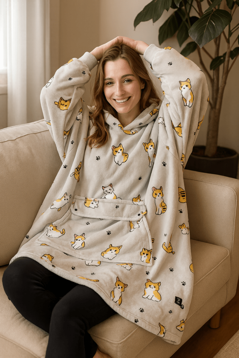 Felpa con Cappuccio Riscaldata USB – Morbida Coperta Elettrica da Indossare per un Comfort Accogliente a Casa