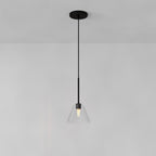 Lampada a sospensione a cono in vetro trasparente per cucina