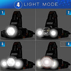 HQDZ-TD Lampada Frontale LED Ricaricabile – Impermeabile con Fascio di Luce Regolabile