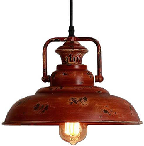 Lampada a sospensione a cupola rossa retro in ruggine con 1 luce
