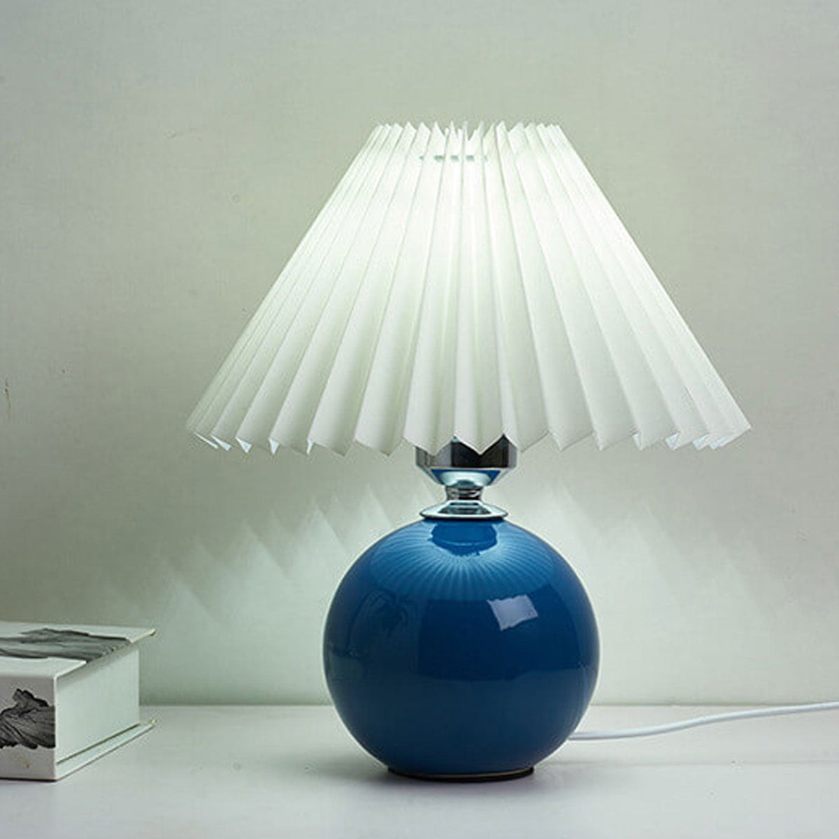 Lampada da Tavolo Ceramica Pieghettata Minimalista Nordica a 1 Luce