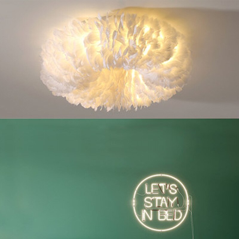 O'Moore Lampada da Soffitto Rotonda in Piuma di Cigno
