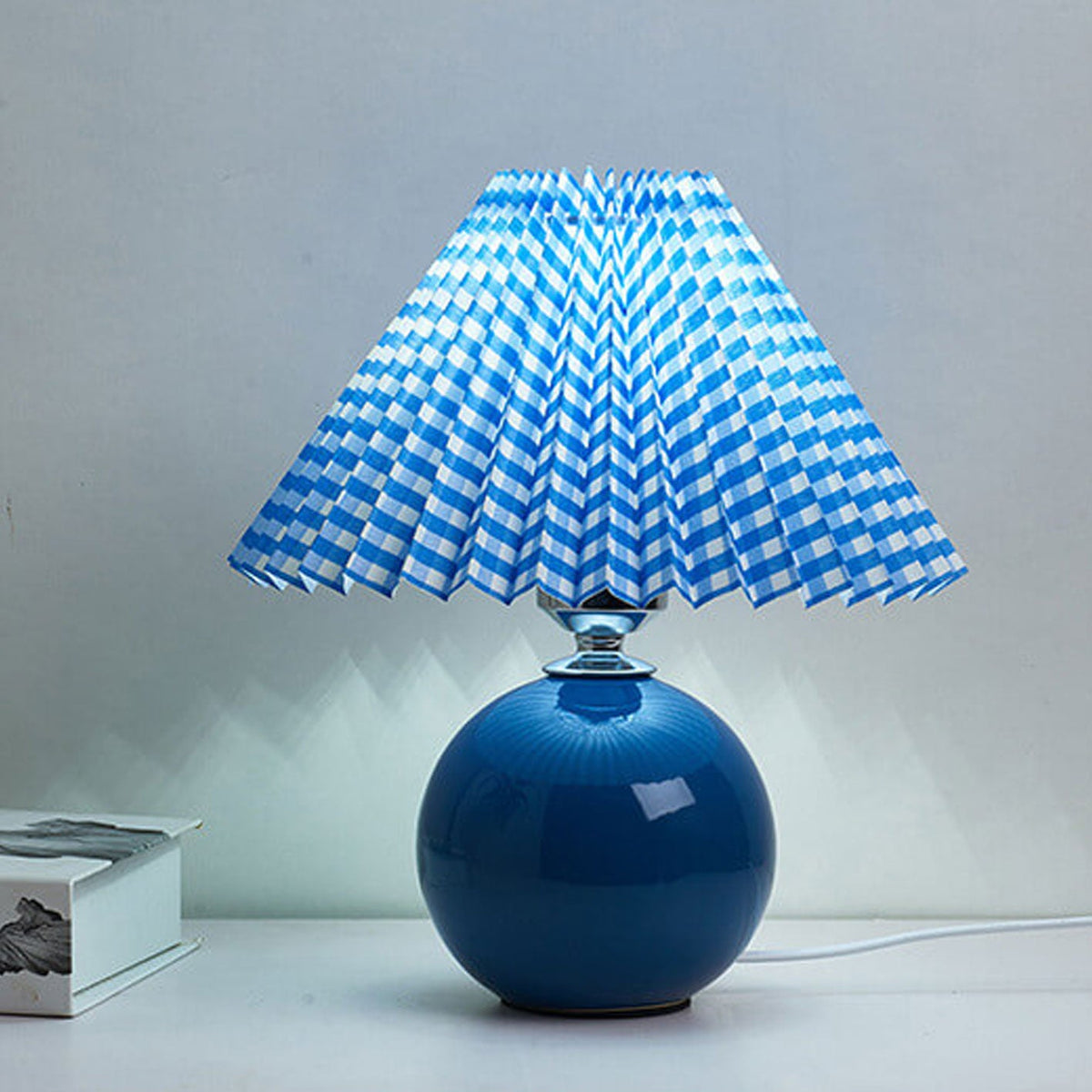 Lampada da Tavolo Ceramica Pieghettata Minimalista Nordica a 1 Luce