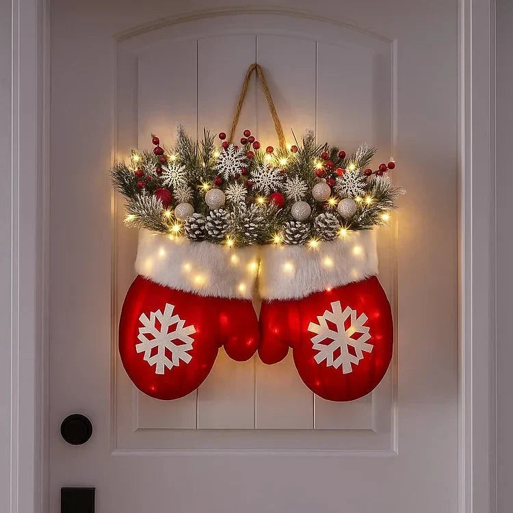 Corona di Natale a Forma di Guanti – 120 LED con Funzione Timer