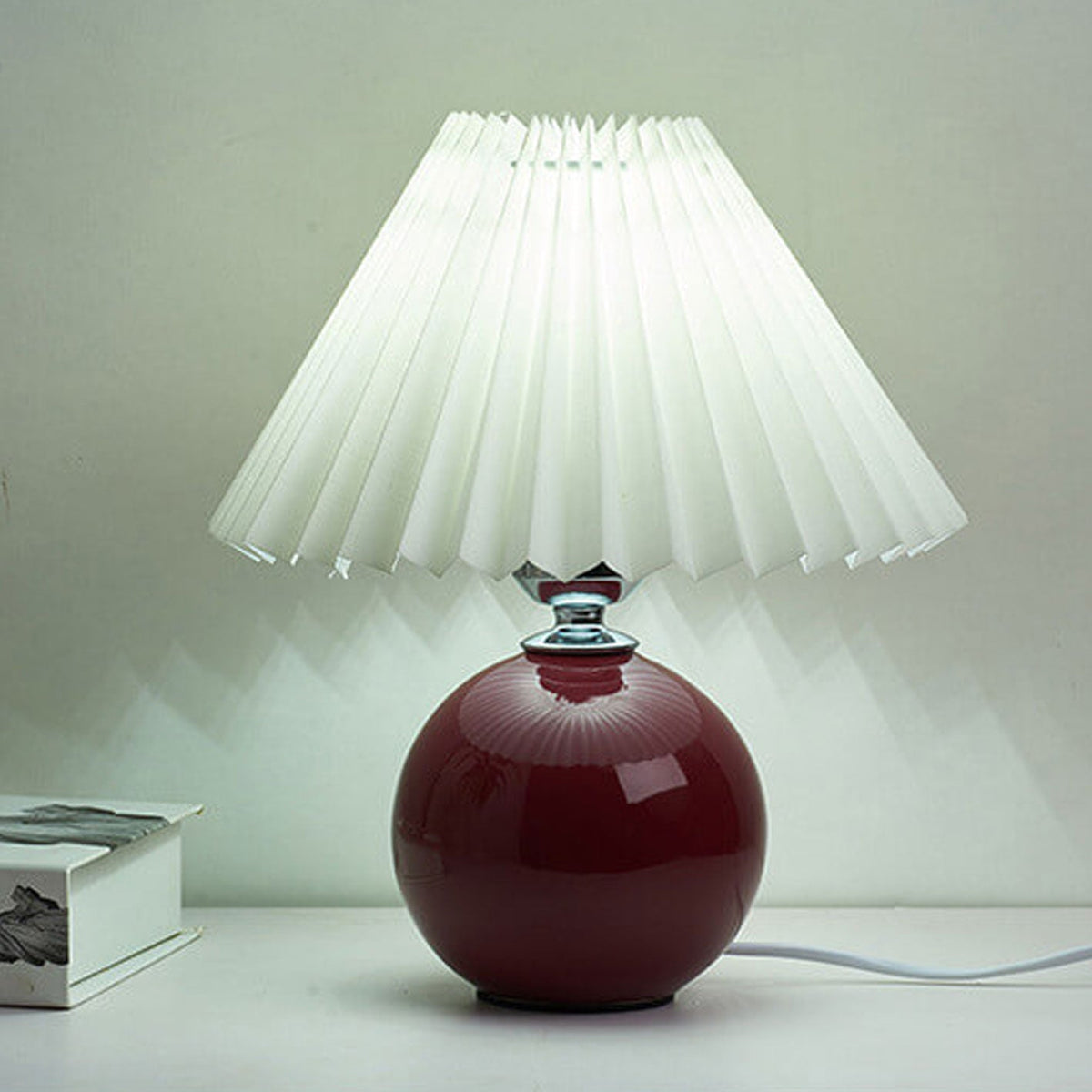 Lampada da Tavolo Ceramica Pieghettata Minimalista Nordica a 1 Luce