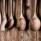 Set di utensili da cucina in legno – Set da 5 pezzi di spatole naturali per padelle antiaderenti