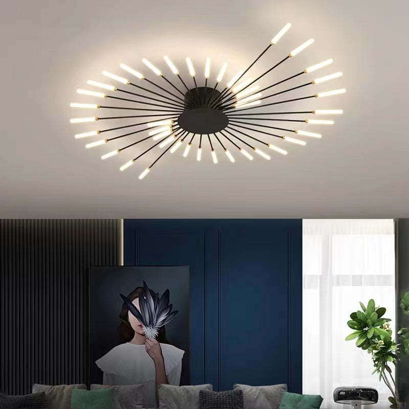 Wesley Flush-Mount Ceiling Light Fuochi d'Artificio, Nero/Oro