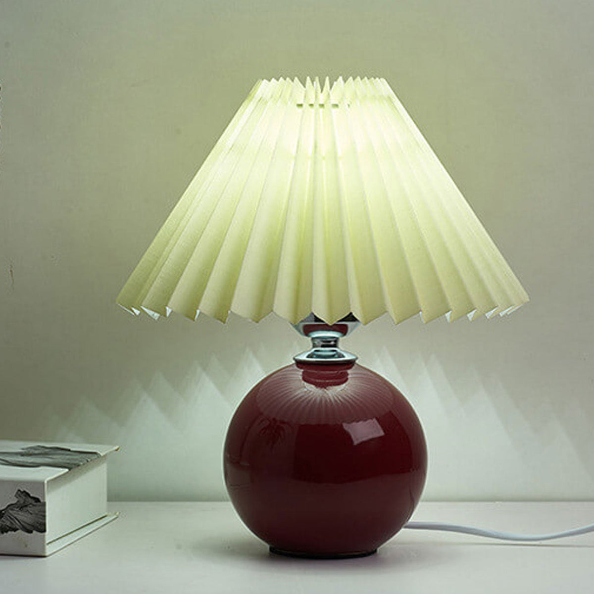 Lampada da Tavolo Ceramica Pieghettata Minimalista Nordica a 1 Luce