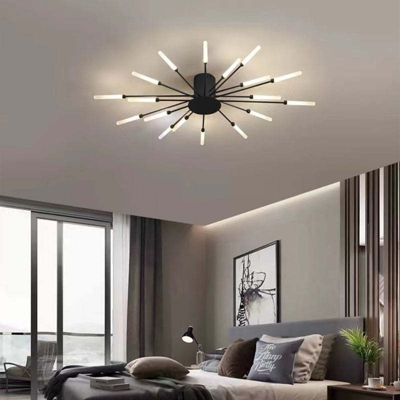Wesley Flush-Mount Ceiling Light Fuochi d'Artificio, Nero/Oro