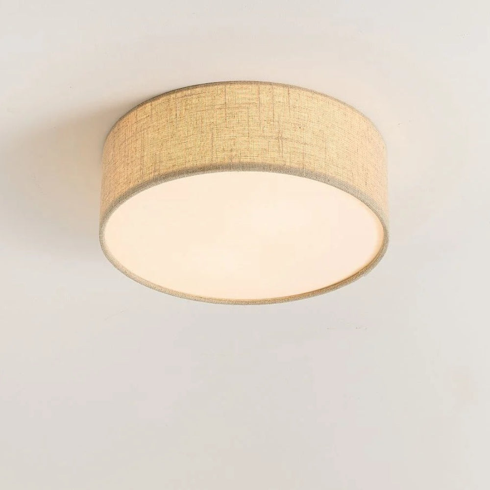 Lampada da soffitto a tamburo in lino per camera moderna