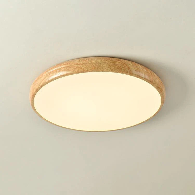 Lampada da soffitto circolare classica ispirata al legno