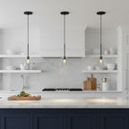 Lampada a sospensione a cono in vetro trasparente per cucina