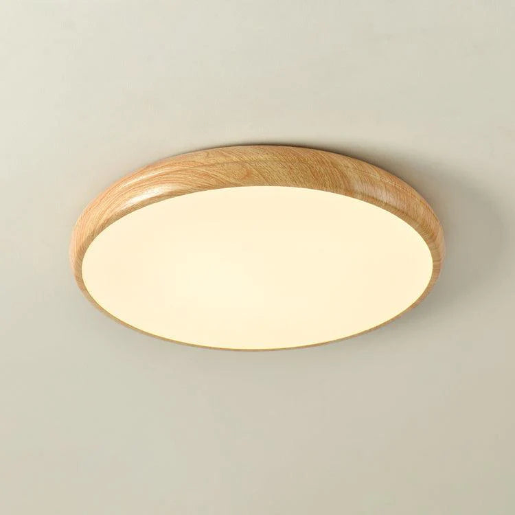 Lampada da soffitto circolare classica ispirata al legno