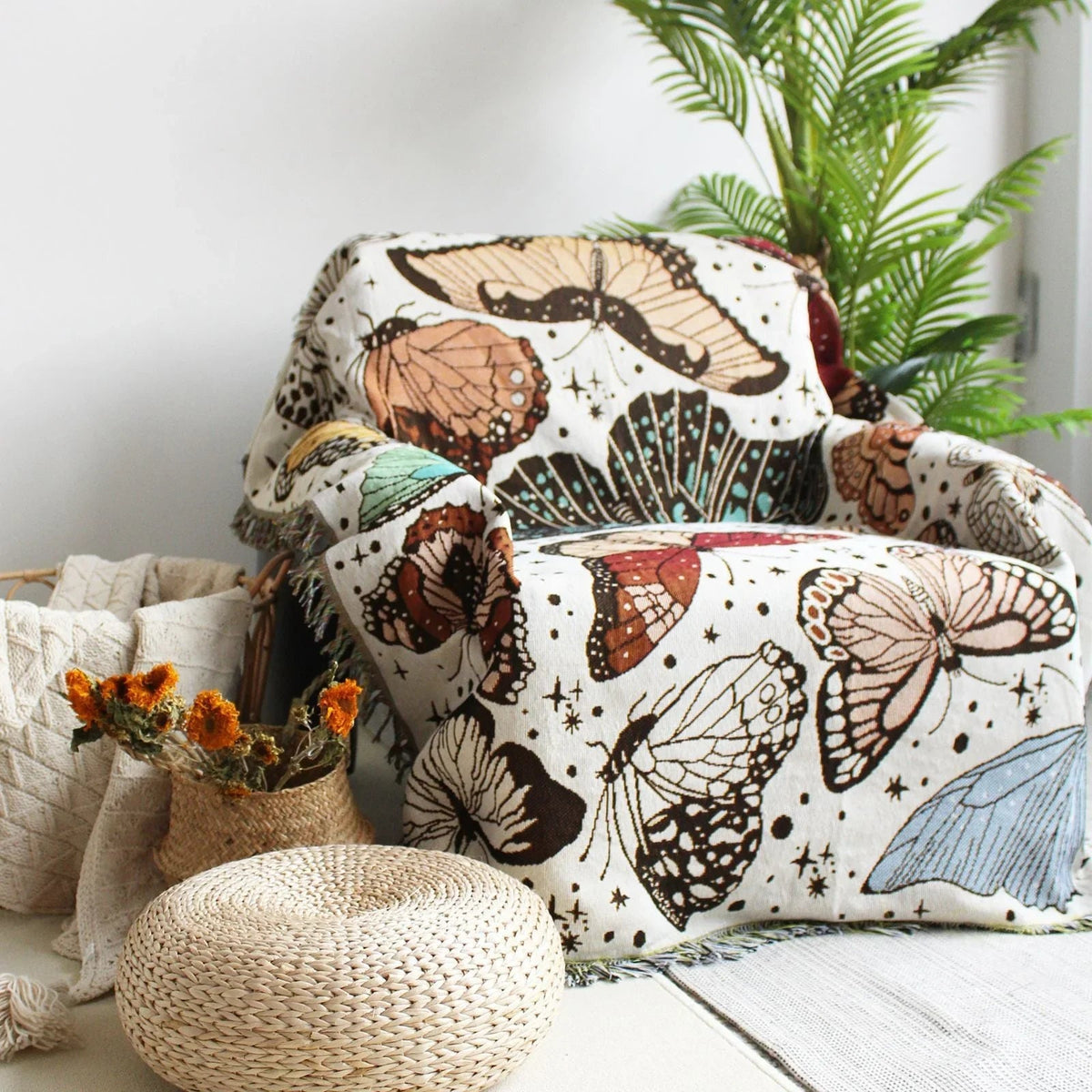Coperta Woven Boho Farfalla