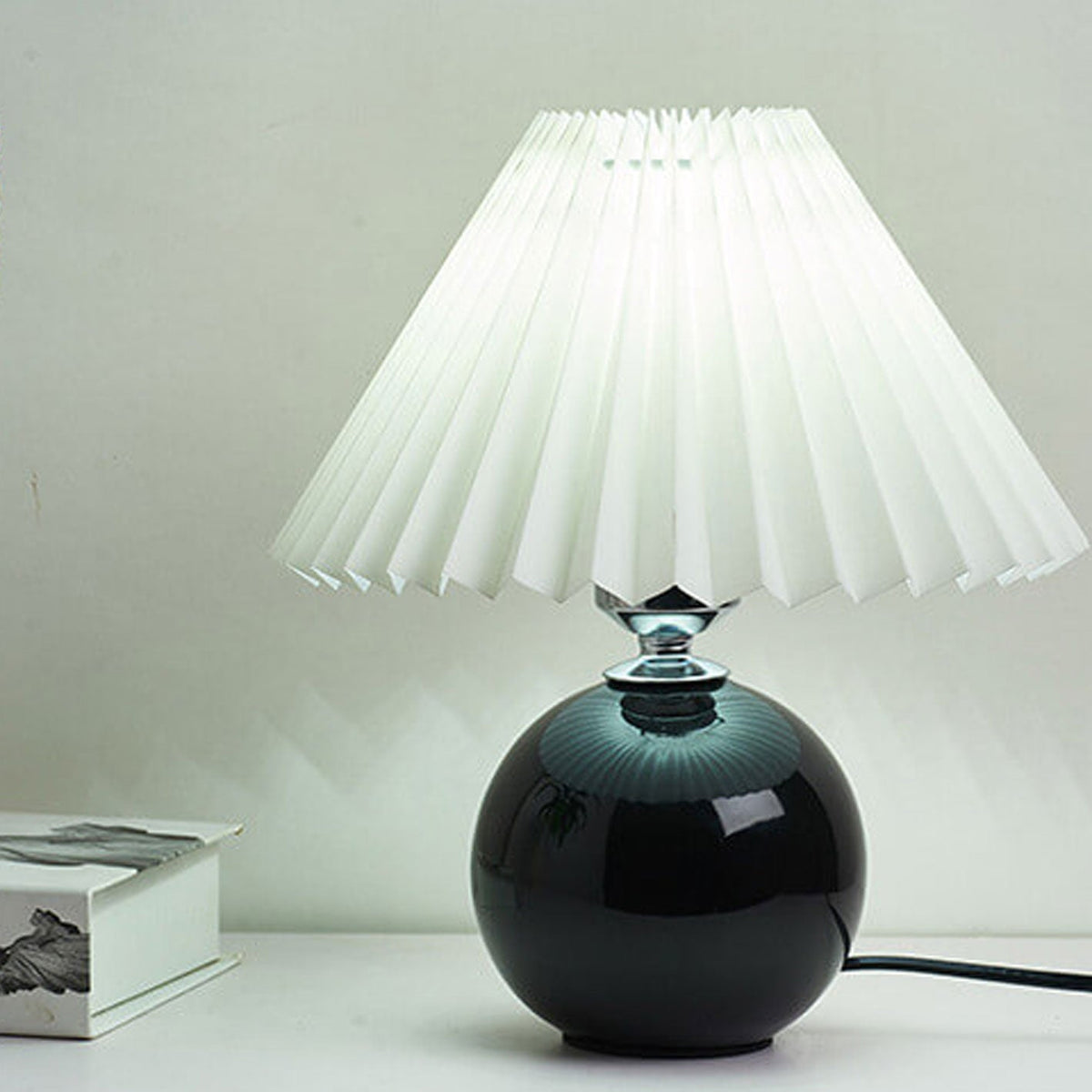 Lampada da Tavolo Ceramica Pieghettata Minimalista Nordica a 1 Luce