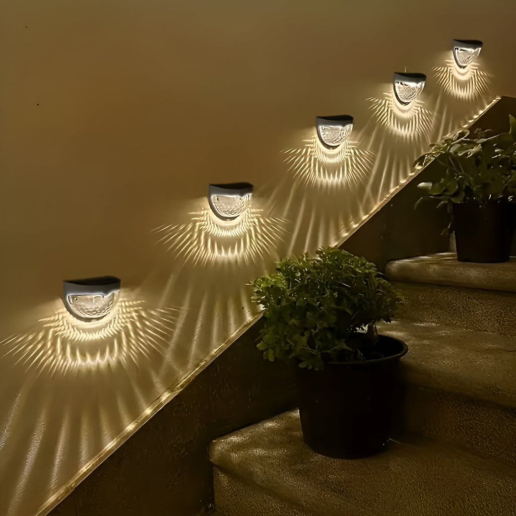 Lampada da giardino solare con 6 LED – Illuminazione decorativa per esterni con gioco di luci | Resistente alle intemperie per giardino, scale e terrazza
