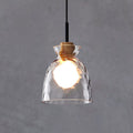 Lampada a Sospensione Moderna Minimalista in Vetro Trasparente Ondulato con Ombra in Ferro a 1 Luce per Soggiorno