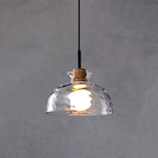 Lampada a Sospensione Moderna Minimalista in Vetro Trasparente Ondulato con Ombra in Ferro a 1 Luce per Soggiorno