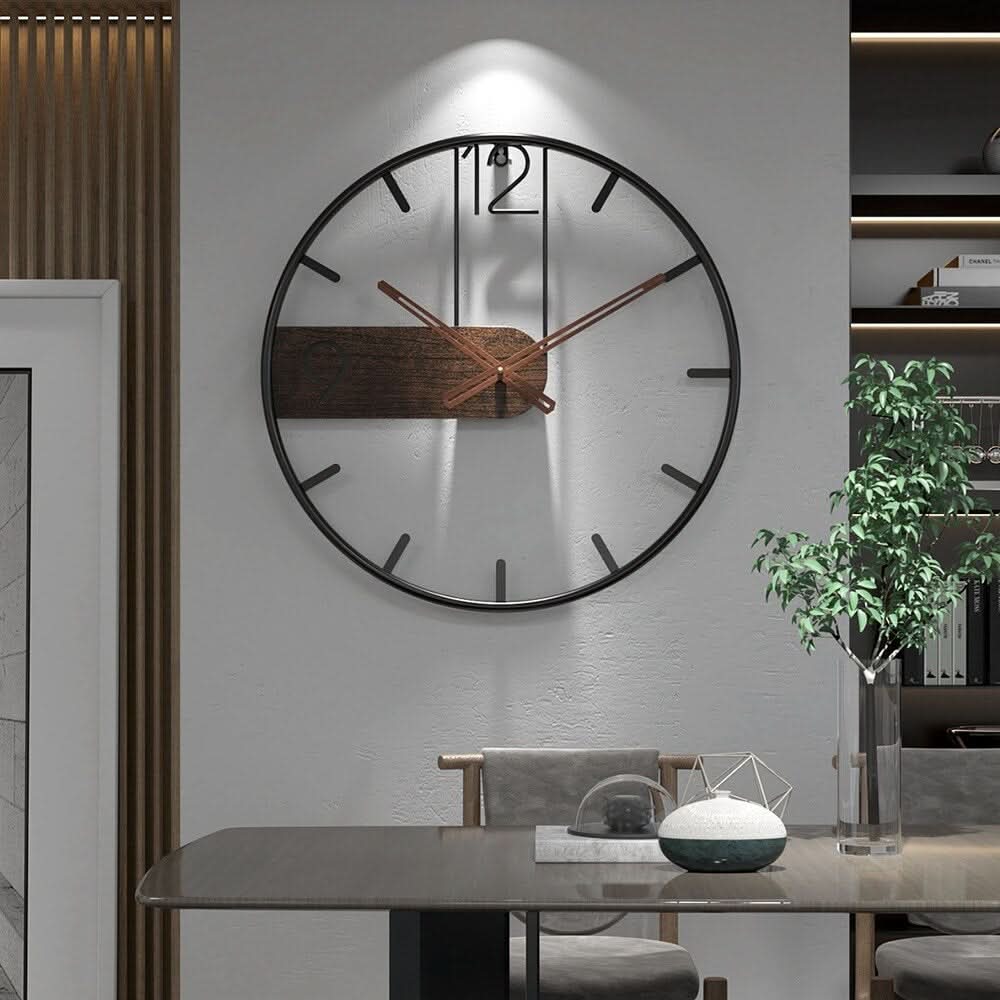Orologio Horium Grande Rotondo in Metallo per Interni Moderni con un Tocco Elegante