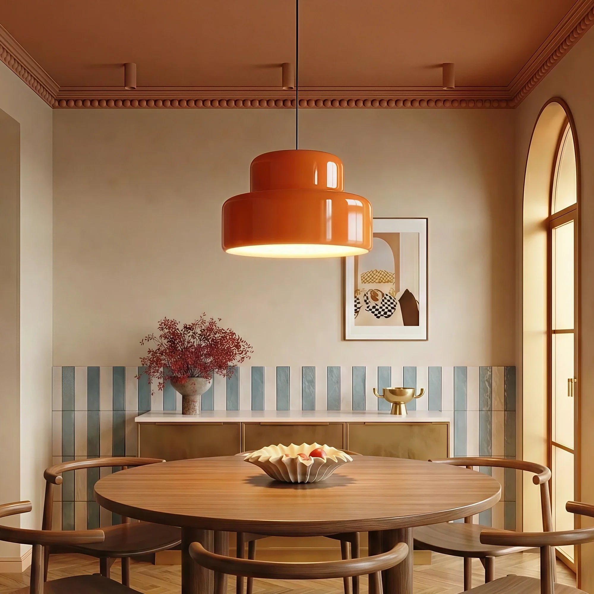Lampada a Sospensione Arancione Modern Vintage Bauhaus