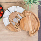 Set di Tagliere in Legno con Coltelli e Vassoio da Servire