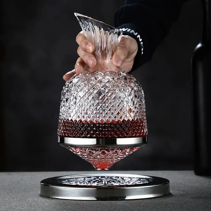 Crystaluxe - Decanter per vino rotante a 360° con design elegante