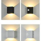 Applique a parete moderna semplice quadrata con sensore di corpo LED