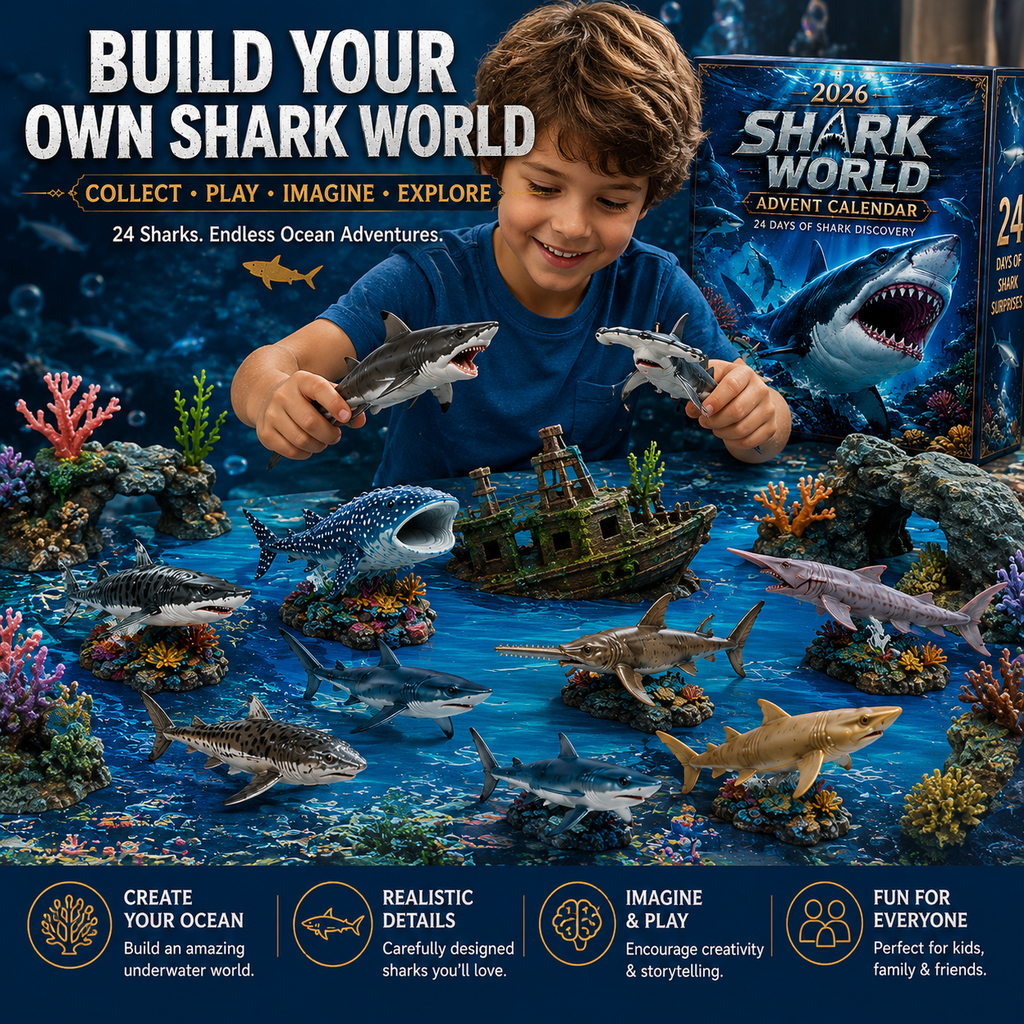 🔥50% di sconto solo per oggi-🦈 Calendario dell'Avvento Shark World 2026