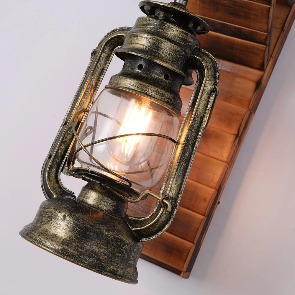 Lampada da Parete Vintage in Legno Rustico Lyros