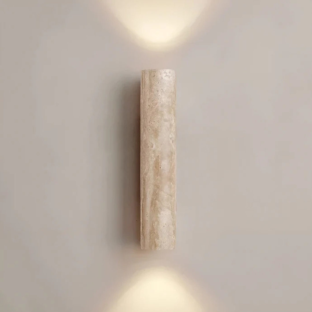 Applique da muro cilindrica in marmo travertino minimalista moderno LED 2 luci