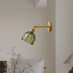 Applique da Parete in Vetro a Tulipano in Ottone Vintage 1 Luce