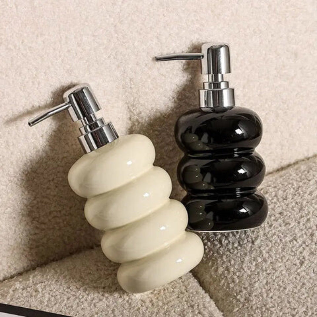CeramiLux - Dispenser per sapone opaco con pompa in argento e base antiscivolo